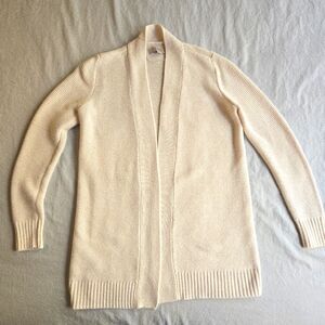 LOFT Cream Ivory Knit Open Front Cardigan Cotton Blend